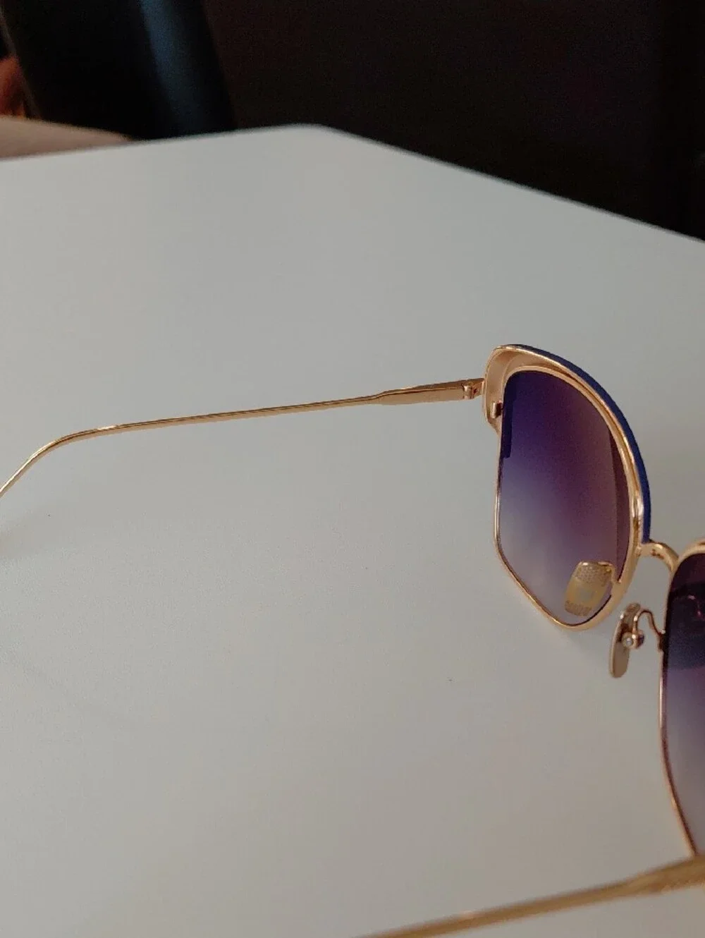 Men/ Women DITA FIRAZ Blue Gradient Cat-Eye Sunglasses with Gold Frame